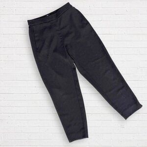 J CREW Jamie High Waist Flat Front Elastic Back Ankle Length Black Pants  6